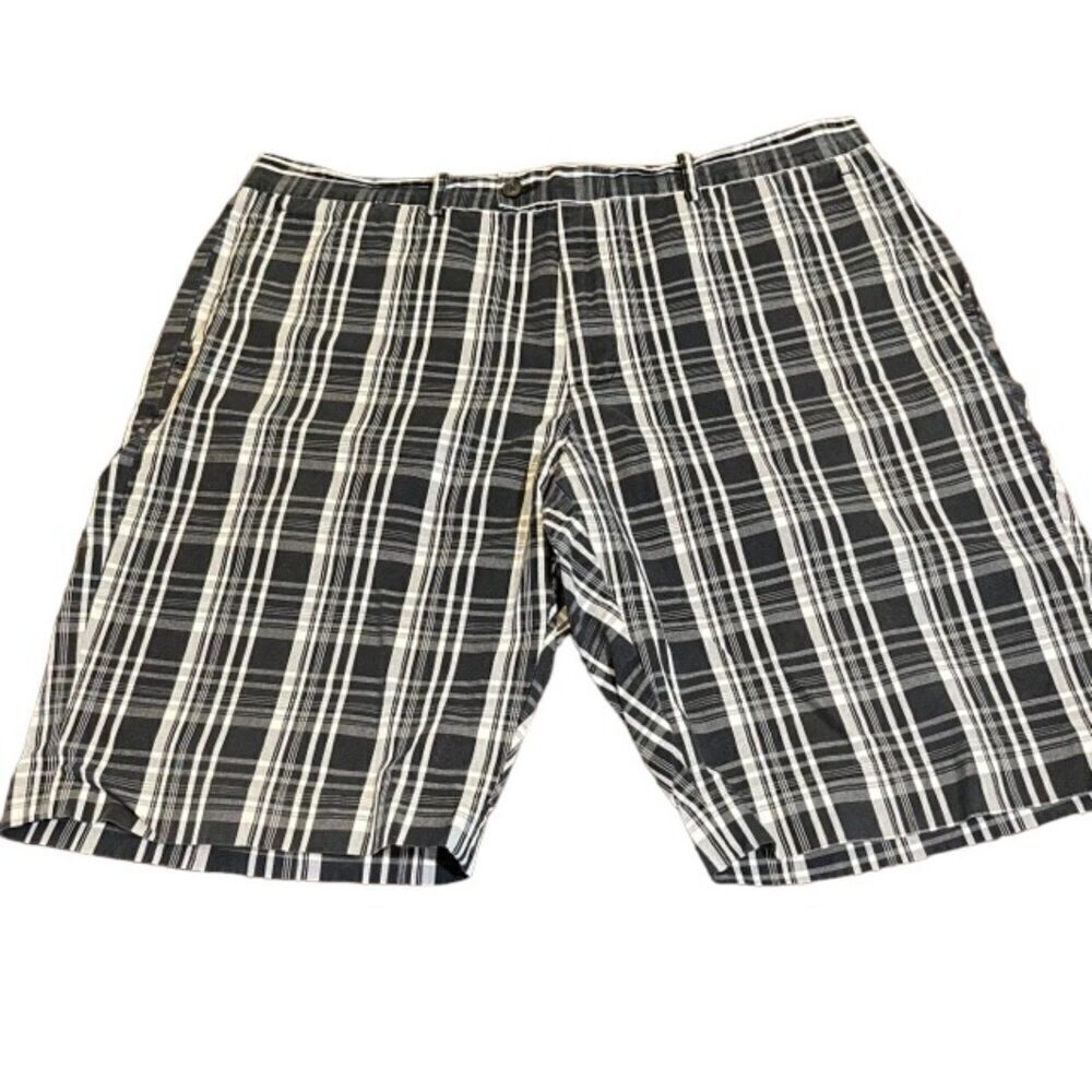 Michael‎ Kors Plaid Flat Front Shorts Preppy Classic Black and White 36